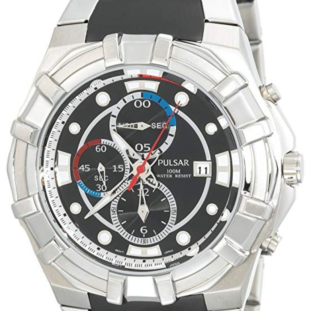 Pulsar Chronograph Black Dial Steel Men's Watch